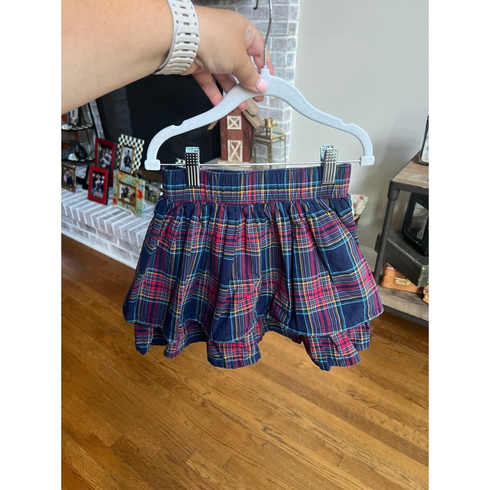 Children Girls Hanna Andersson Skirt Tiered Plaid Navy girls 5